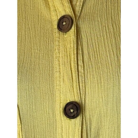 Jens Pirate Booty‎ Dress Women Large Yellow Sunshine Crinkle Ipanema Shirt Midi - Picture 7 of 10